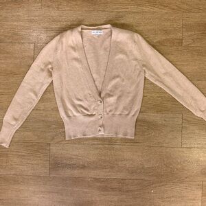 Elegant Beige Button-Up Cardigan women size XS